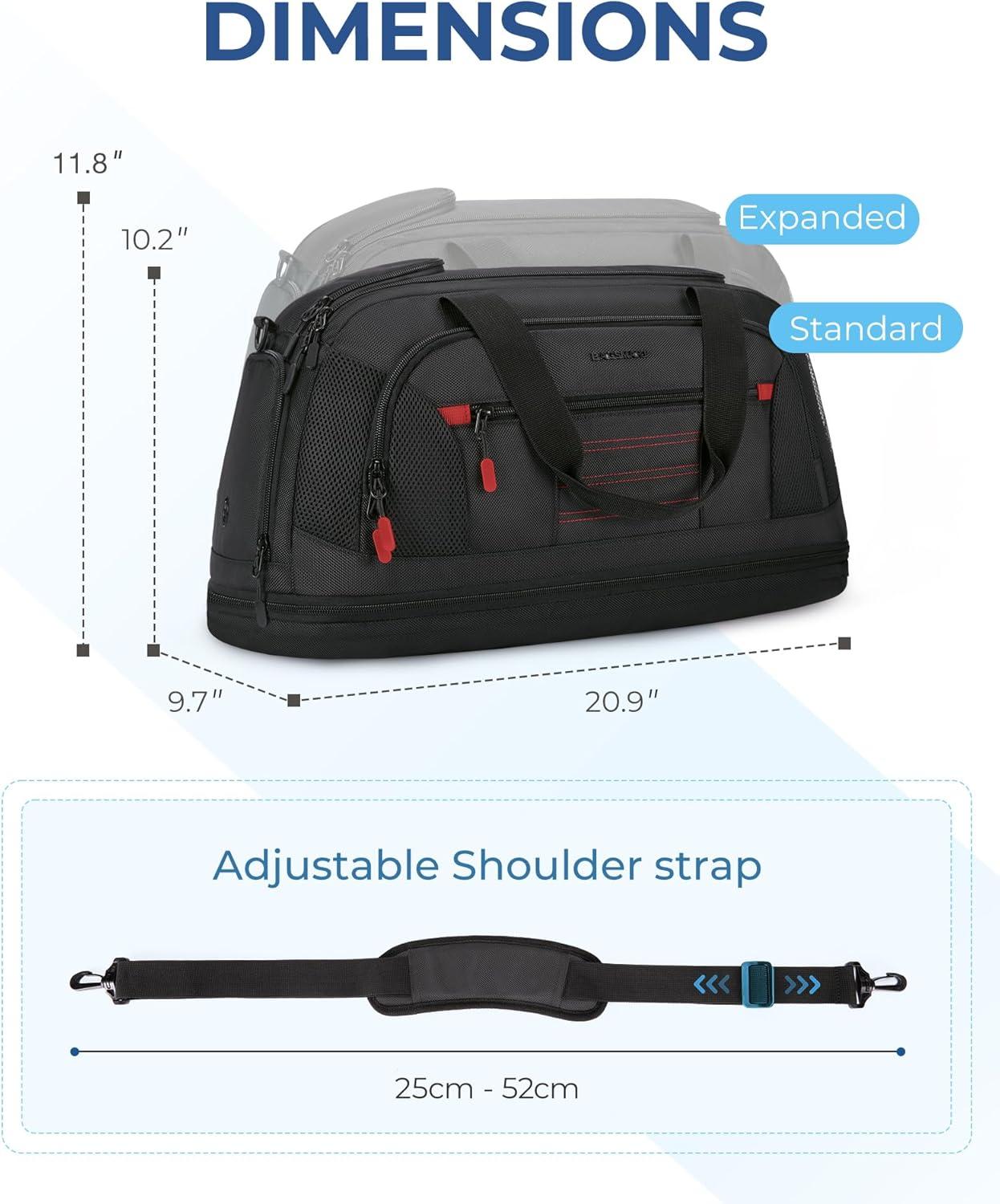 imageBAGSMART Gym Bag for Men Expandable Lightweight Workout with Shoe Compartment ampamp Wet Pocket Water Resistant Weekender Bag BlackBalck