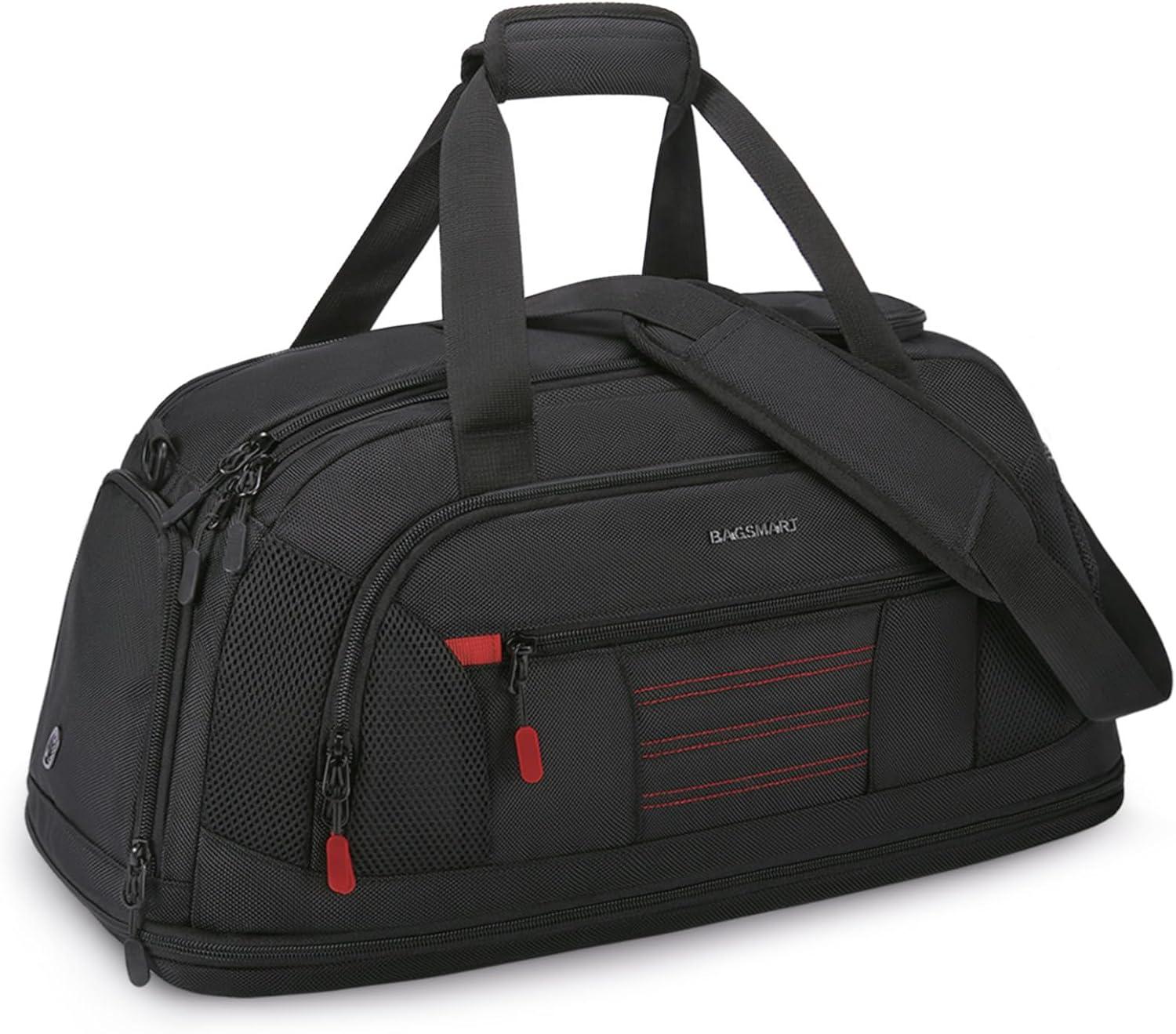 imageBAGSMART Gym Bag for Men Expandable Lightweight Workout with Shoe Compartment ampamp Wet Pocket Water Resistant Weekender Bag BlackBalck