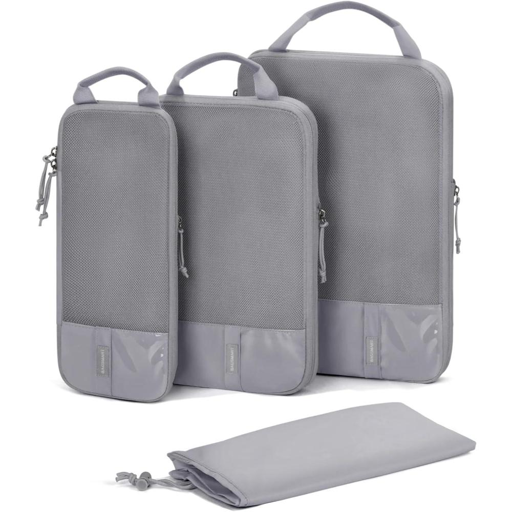 imageBAGSMART 6 Set 4 Set2 Set Compression Packing Cubes for Travel Lightweight Luggage Organizer Bags Durable Space Saver Bags Travel EssentialsGrey