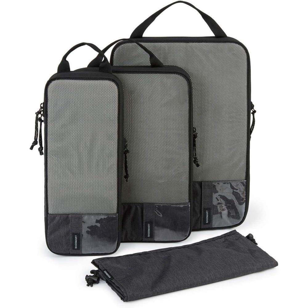 imageBAGSMART 6 Set 4 Set2 Set Compression Packing Cubes for Travel Lightweight Luggage Organizer Bags Durable Space Saver Bags Travel EssentialsMidnight Black