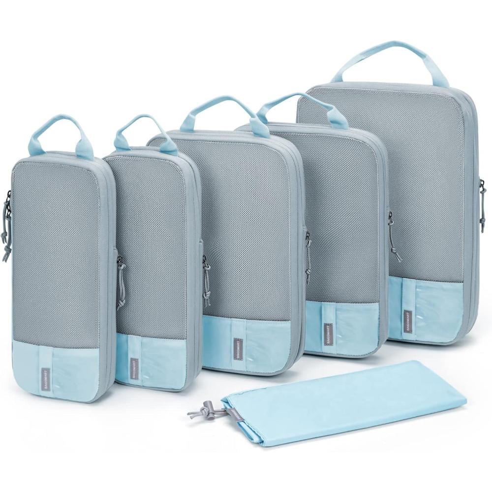 imageBAGSMART 6 Set 4 Set2 Set Compression Packing Cubes for Travel Lightweight Luggage Organizer Bags Durable Space Saver Bags Travel EssentialsStarlight Bluen