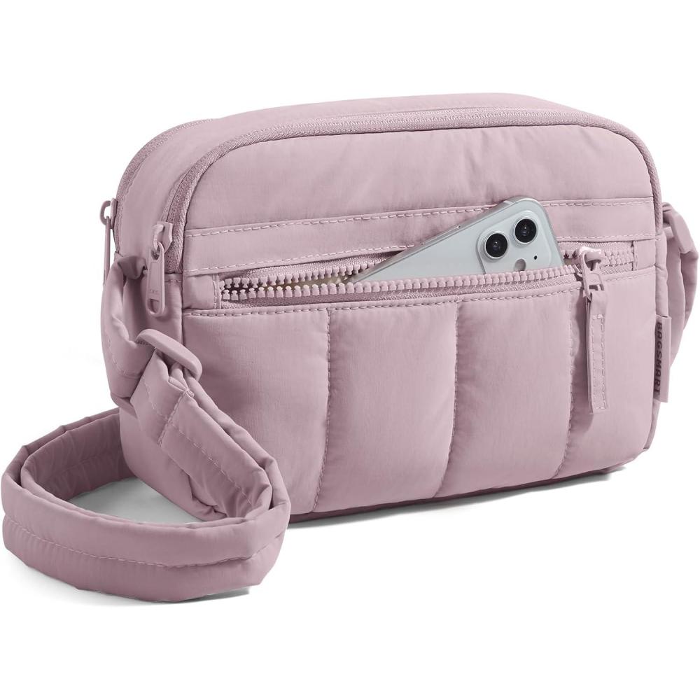imageBAGSMART Anti Theft Crossbody Bags for Women Travel Purse Medium Quilted Puffy cross body bag Handbags Shoulder Purses Baby PinkmediumPurple