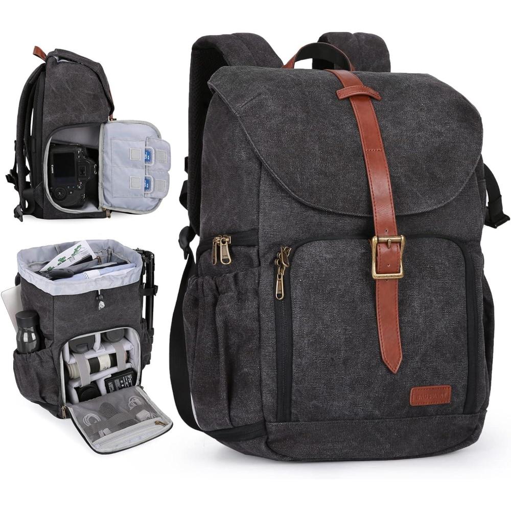 imageBAGSMART Camera Backpack DSLR SLR Waterproof Camera Bag AntiTheft Photography Backpack with 15 Inch Laptop Compartment Tripod Holder ampamp Rain Cover BlackBlack