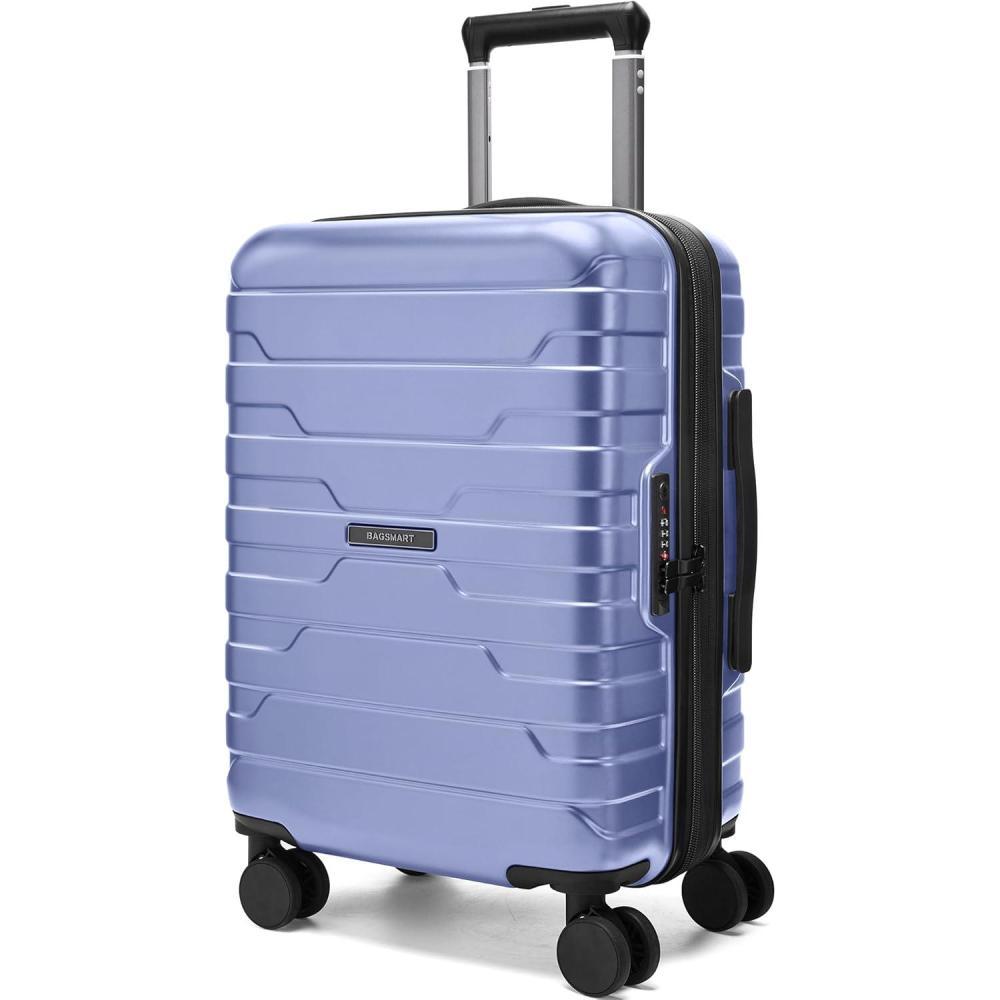 imageBAGSMART Carry On Luggage 22x14x9 Airline Approved with Spinner WheelsLightweight 20 Inch Luggage with TSA LockExpandable Hard Shell Carry On Suitcases for Men WomenRoyal BlueSlate Blue