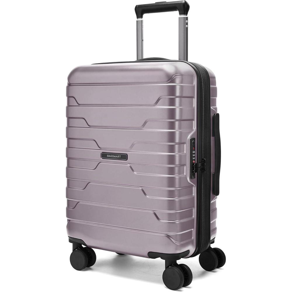 imageBAGSMART Carry On Luggage 22x14x9 Airline Approved with Spinner WheelsLightweight 20 Inch Luggage with TSA LockExpandable Hard Shell Carry On Suitcases for Men WomenRoyal BlueRose Purple