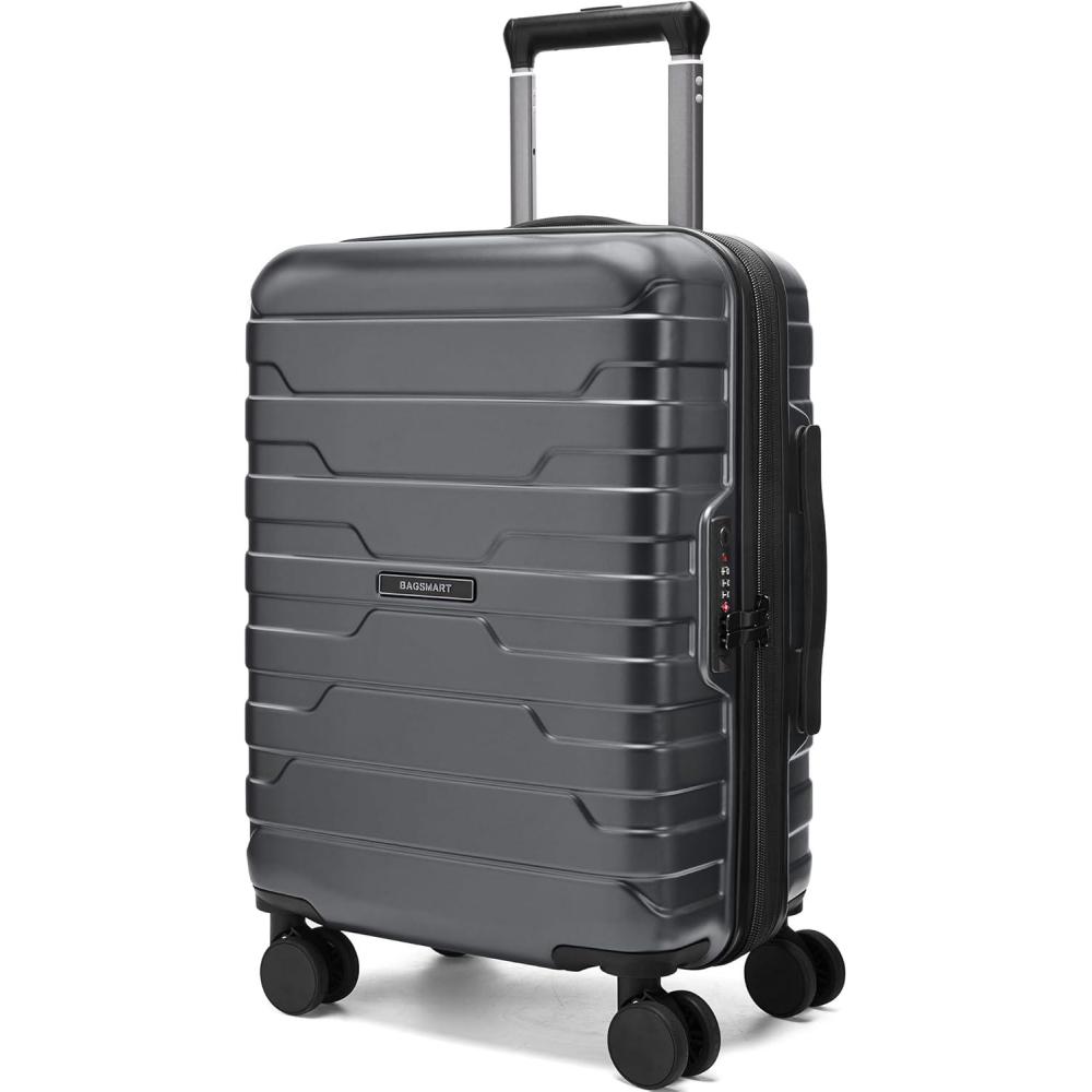 imageBAGSMART Carry On Luggage 22x14x9 Airline Approved with Spinner WheelsLightweight 20 Inch Luggage with TSA LockExpandable Hard Shell Carry On Suitcases for Men WomenRoyal BlueGray