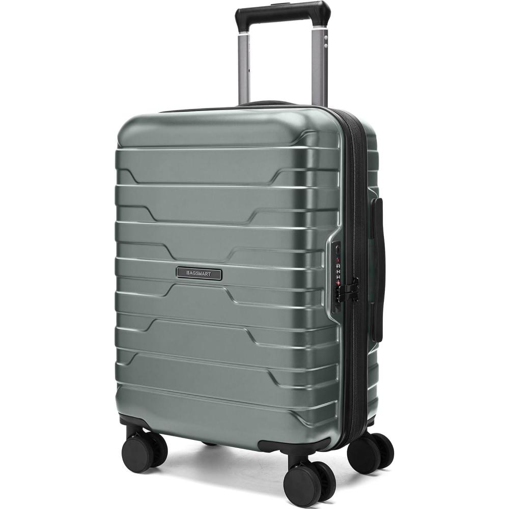 imageBAGSMART Carry On Luggage 22x14x9 Airline Approved with Spinner WheelsLightweight 20 Inch Luggage with TSA LockExpandable Hard Shell Carry On Suitcases for Men WomenRoyal BlueOlive
