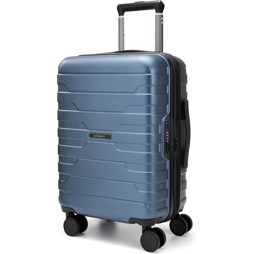 imageBAGSMART Carry On Luggage 22x14x9 Airline Approved with Spinner WheelsLightweight 20 Inch Luggage with TSA LockExpandable Hard Shell Carry On Suitcases for Men WomenRoyal BlueRoyalblue