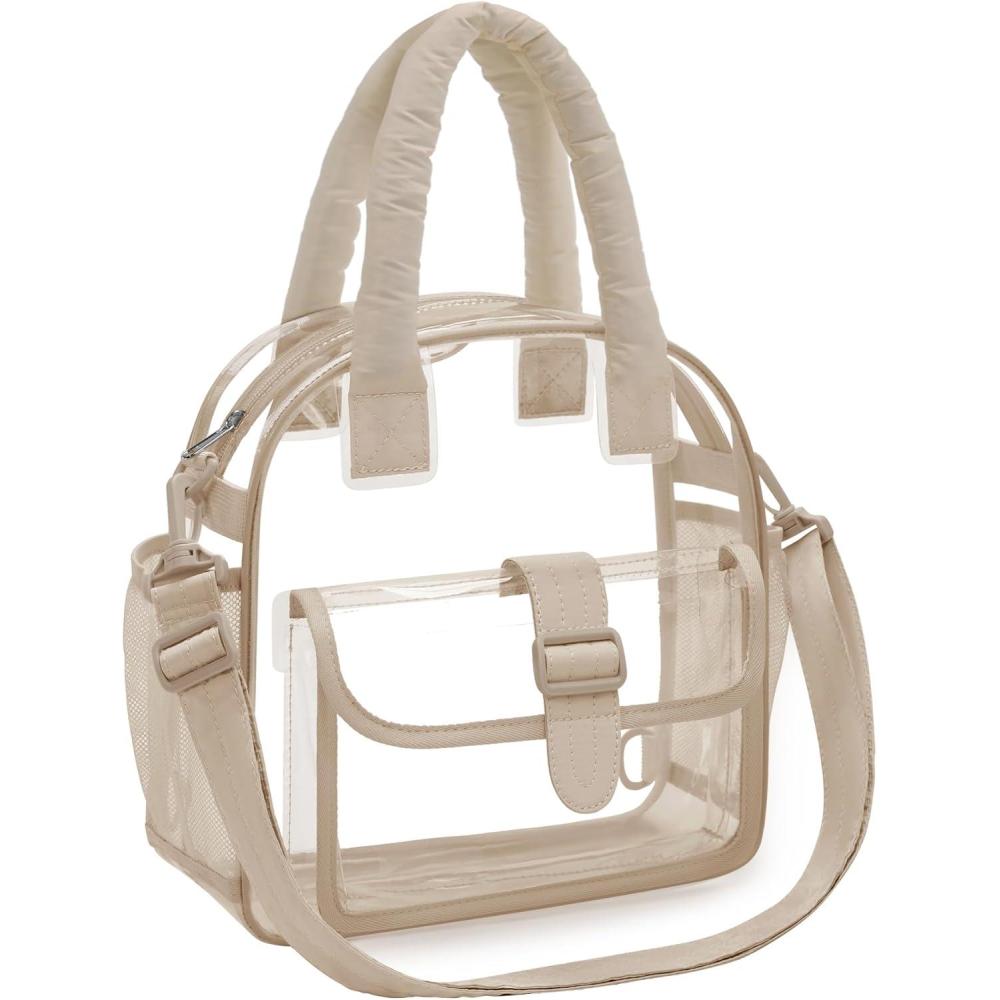 imageBAGSMART Clear Bag for Stadium Events 12 x 6 x12 Clear Crossbody Bag Tote Bag for Women for Travel FestivalBrown
