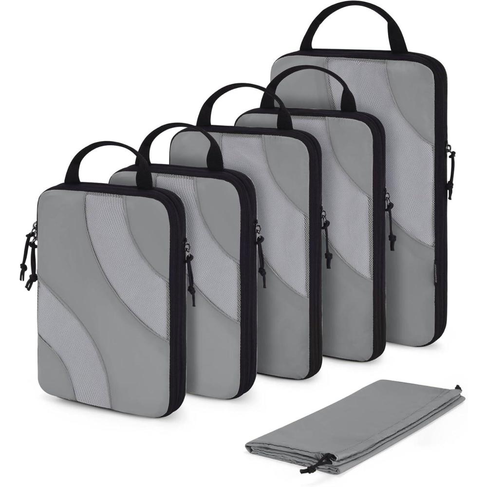 imageBAGSMART Compression Packing Cubes 6 Set4 Set2 Set Travel Packing Cubes for Carry on Suitcases Compression Suitcase Organizers Bag Set ampamp Travel Cubes for Luggage Lightweight Packing Organizers05Grey