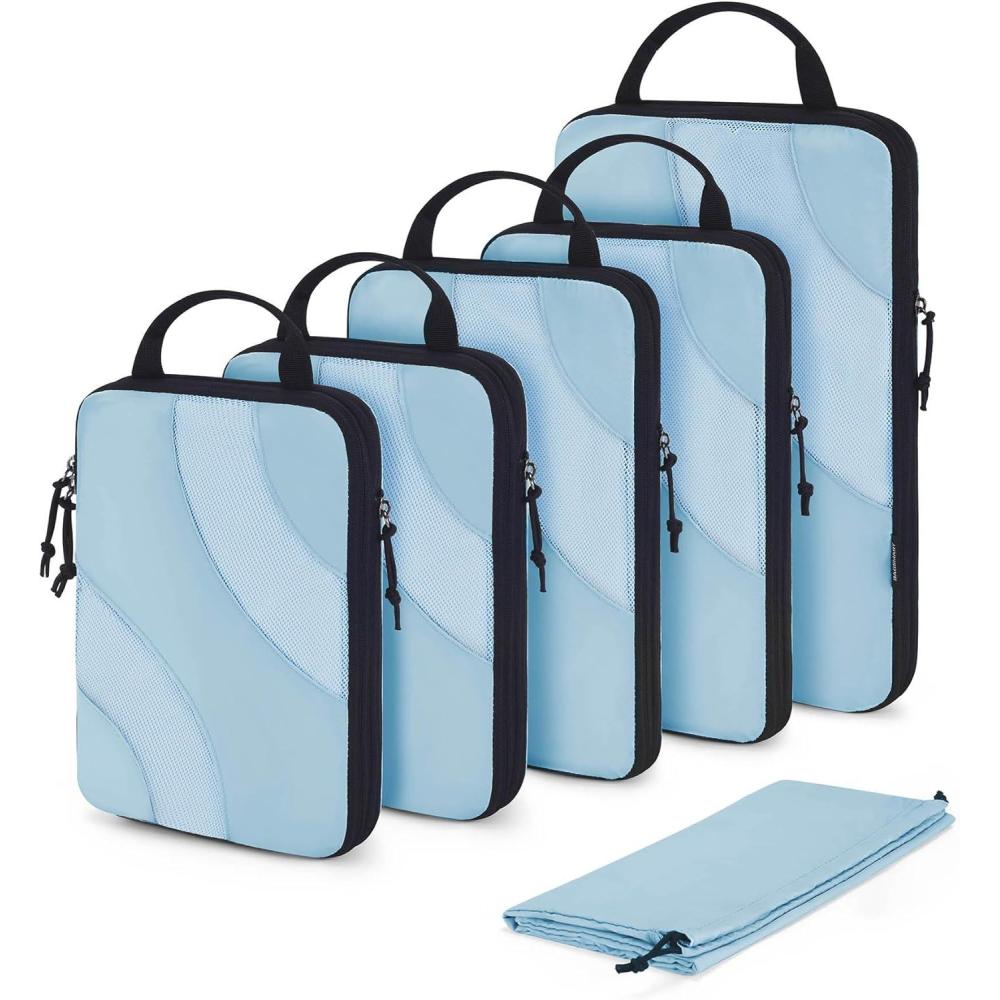 imageBAGSMART Compression Packing Cubes 6 Set4 Set2 Set Travel Packing Cubes for Carry on Suitcases Compression Suitcase Organizers Bag Set ampamp Travel Cubes for Luggage Lightweight Packing Organizers04Sky Blue
