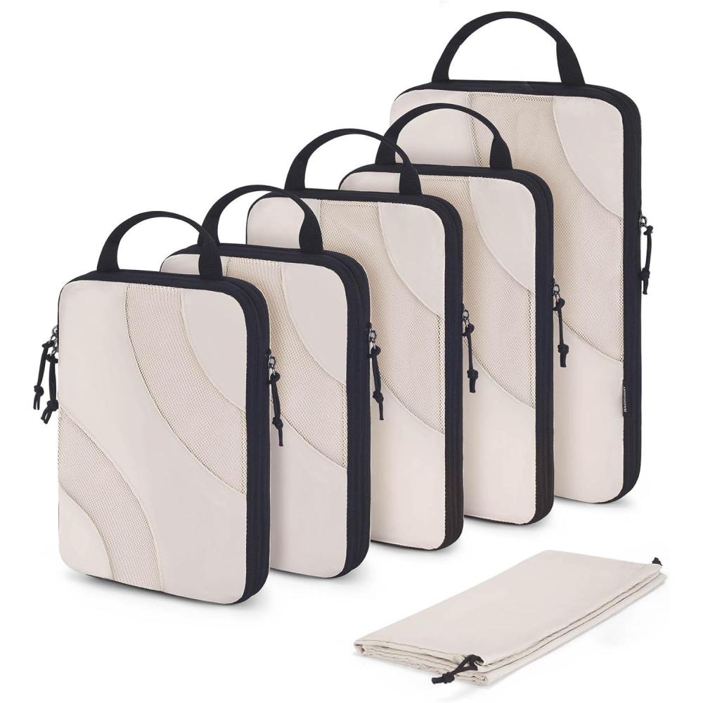 imageBAGSMART Compression Packing Cubes 6 Set4 Set2 Set Travel Packing Cubes for Carry on Suitcases Compression Suitcase Organizers Bag Set ampamp Travel Cubes for Luggage Lightweight Packing Organizers02White Opal