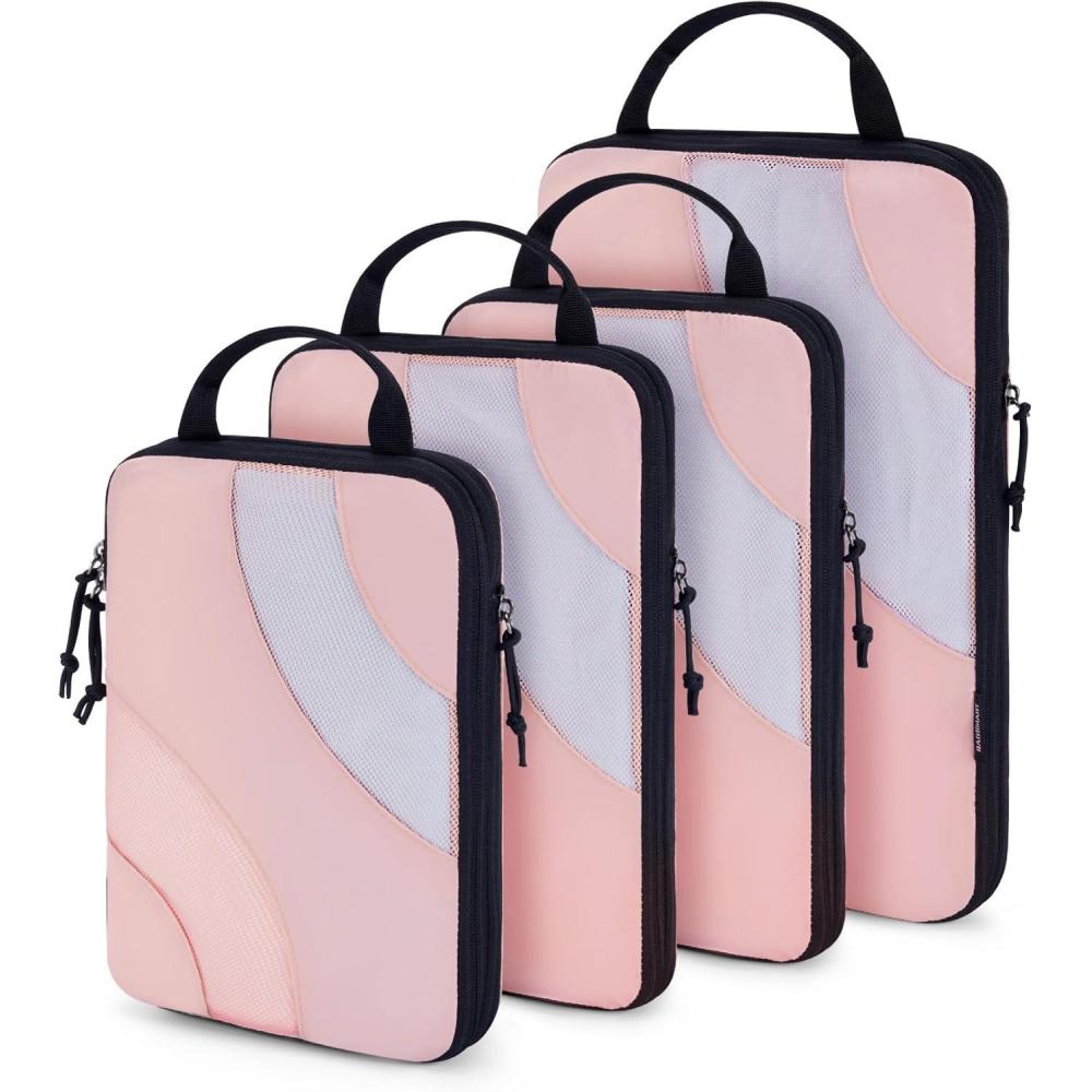 imageBAGSMART Compression Packing Cubes 6 Set4 Set2 Set Travel Packing Cubes for Carry on Suitcases Compression Suitcase Organizers Bag Set ampamp Travel Cubes for Luggage Lightweight Packing OrganizersBaby Pink
