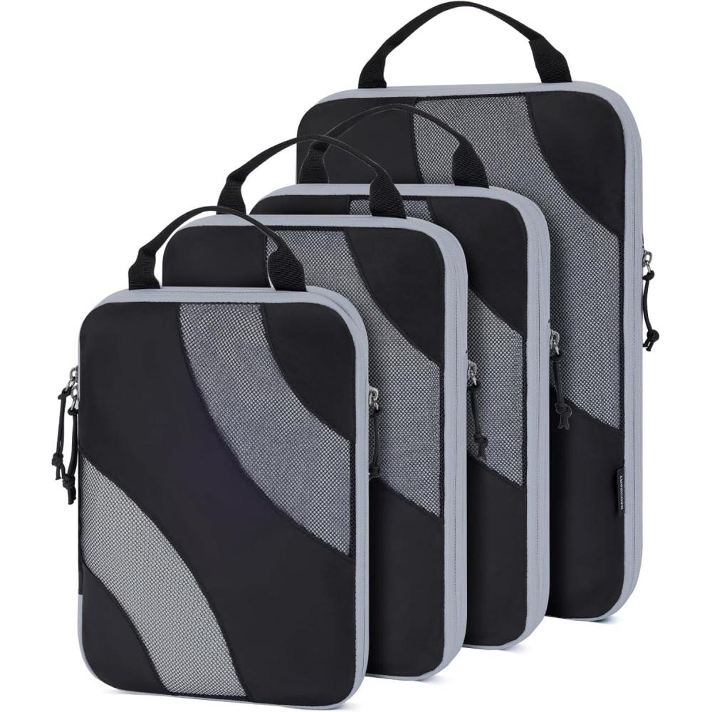 imageBAGSMART Compression Packing Cubes 6 Set4 Set2 Set Travel Packing Cubes for Carry on Suitcases Compression Suitcase Organizers Bag Set ampamp Travel Cubes for Luggage Lightweight Packing OrganizersBlack