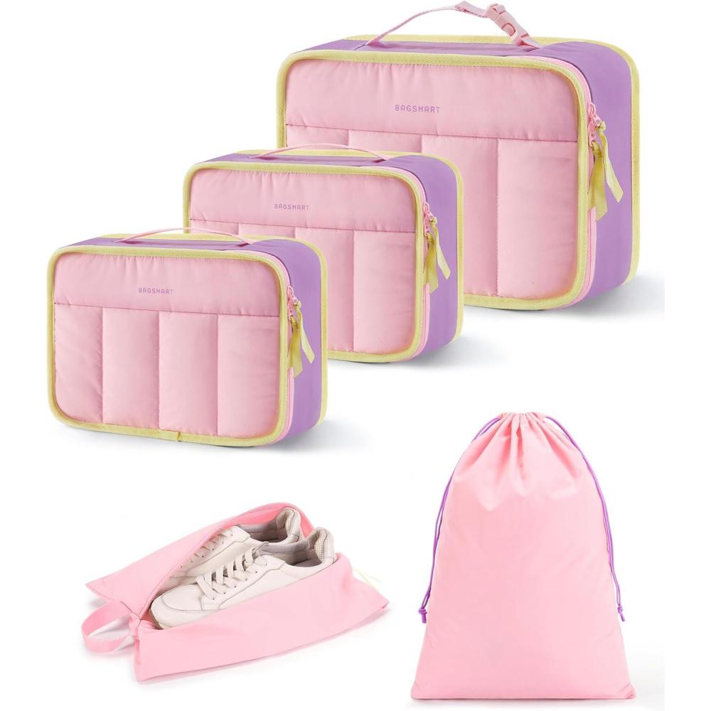 imageBAGSMART Compression Packing Cubes for Travel 6 Set5 Set4 Set Compression Suitcase Organizer Bags Set for Suitcases Travel Essentials Lightweight Packing Organizers03Colorful
