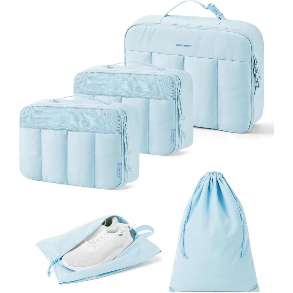 imageBAGSMART Compression Packing Cubes for Travel 6 Set5 Set4 Set Compression Suitcase Organizer Bags Set for Suitcases Travel Essentials Lightweight Packing Organizers03Blue