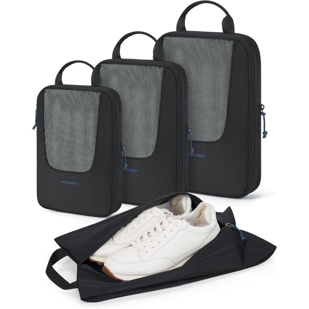 imageBAGSMART Compression Packing Cubes for Travel 6 Set5 Set4 Set Compression Suitcase Organizer Bags Set for Suitcases Travel Essentials Lightweight Packing Organizers01Black