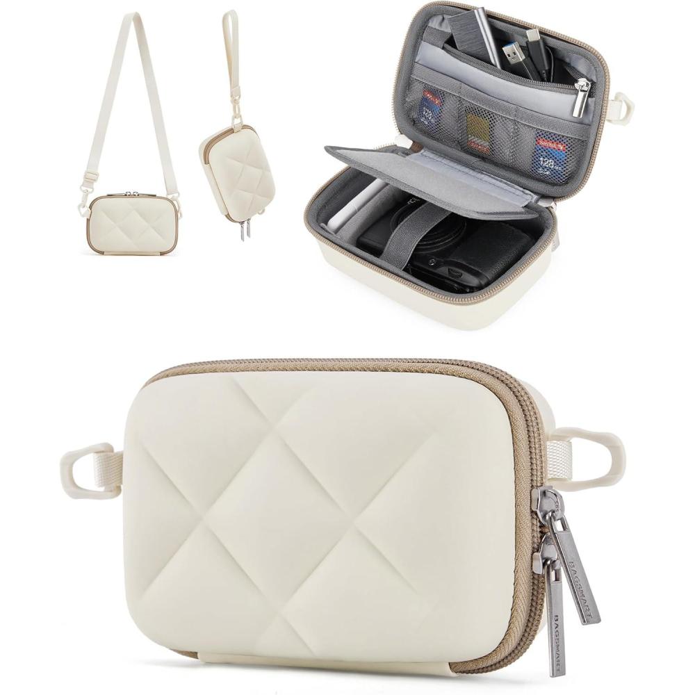 imageBAGSMART Digital Camera Case Protective Puffy Camera Case with 2 Carrying Ways Lightweight ampamp Waterproof Small Camera Bag for Canon PowerShot G7X Mark IIIIISony DSCW800DSCW830  BeigeBeige