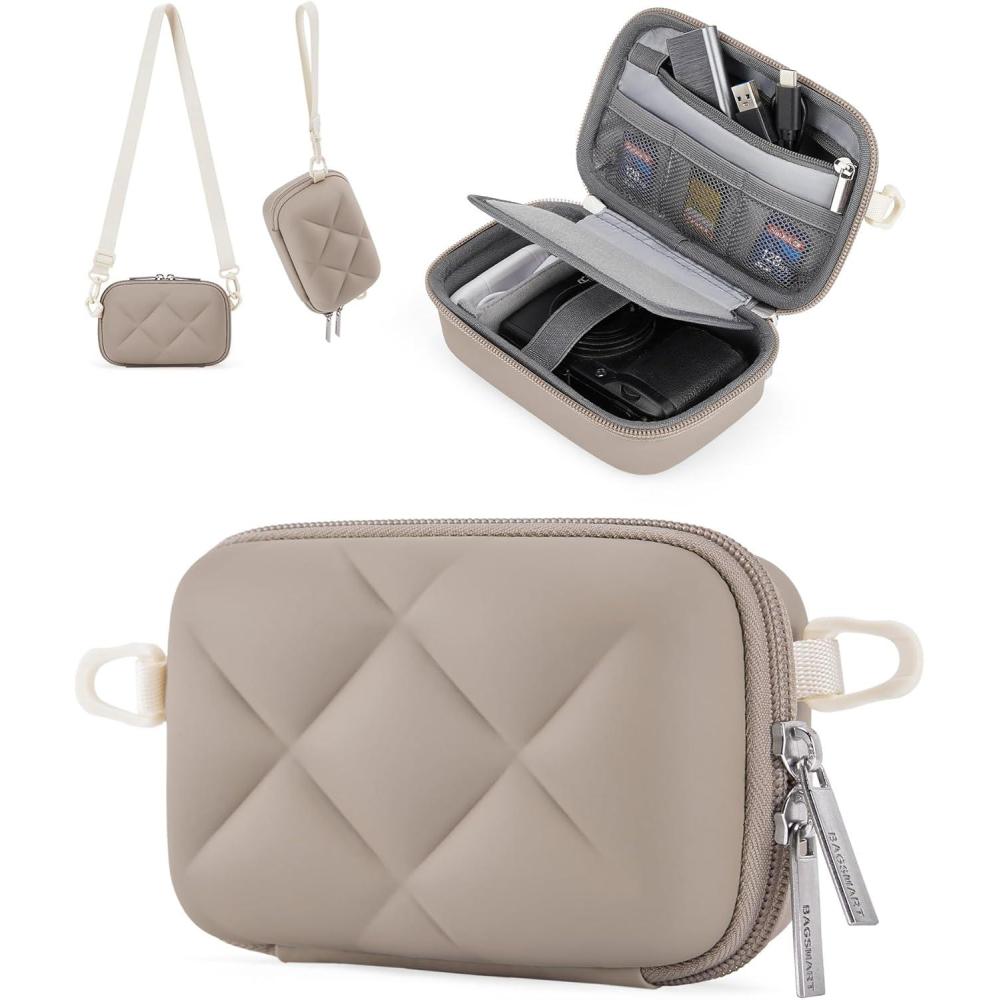 imageBAGSMART Digital Camera Case Protective Puffy Camera Case with 2 Carrying Ways Lightweight ampamp Waterproof Small Camera Bag for Canon PowerShot G7X Mark IIIIISony DSCW800DSCW830  BeigeCamel