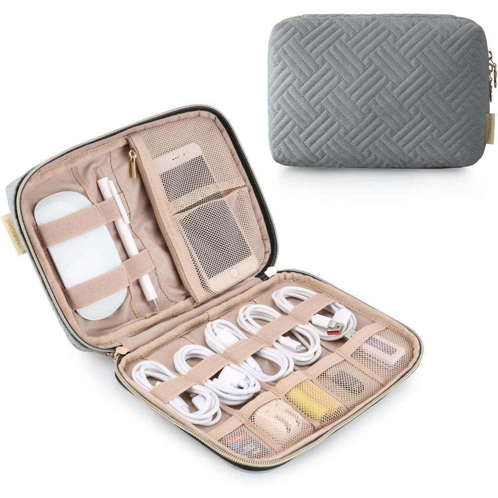 imageBAGSMART Electronics Organizer Case Cord ampamp Cable Organizer Tech Travel Essentials Womens Black AccessoryGGrey
