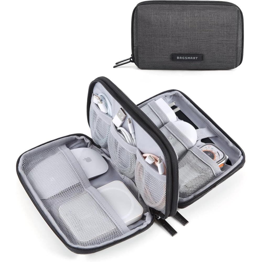 imageBAGSMART Electronics Organizer Travel Case Cable Charger Cord Tech Organizer Pouch for Phone Charger Accessories BlackABlack