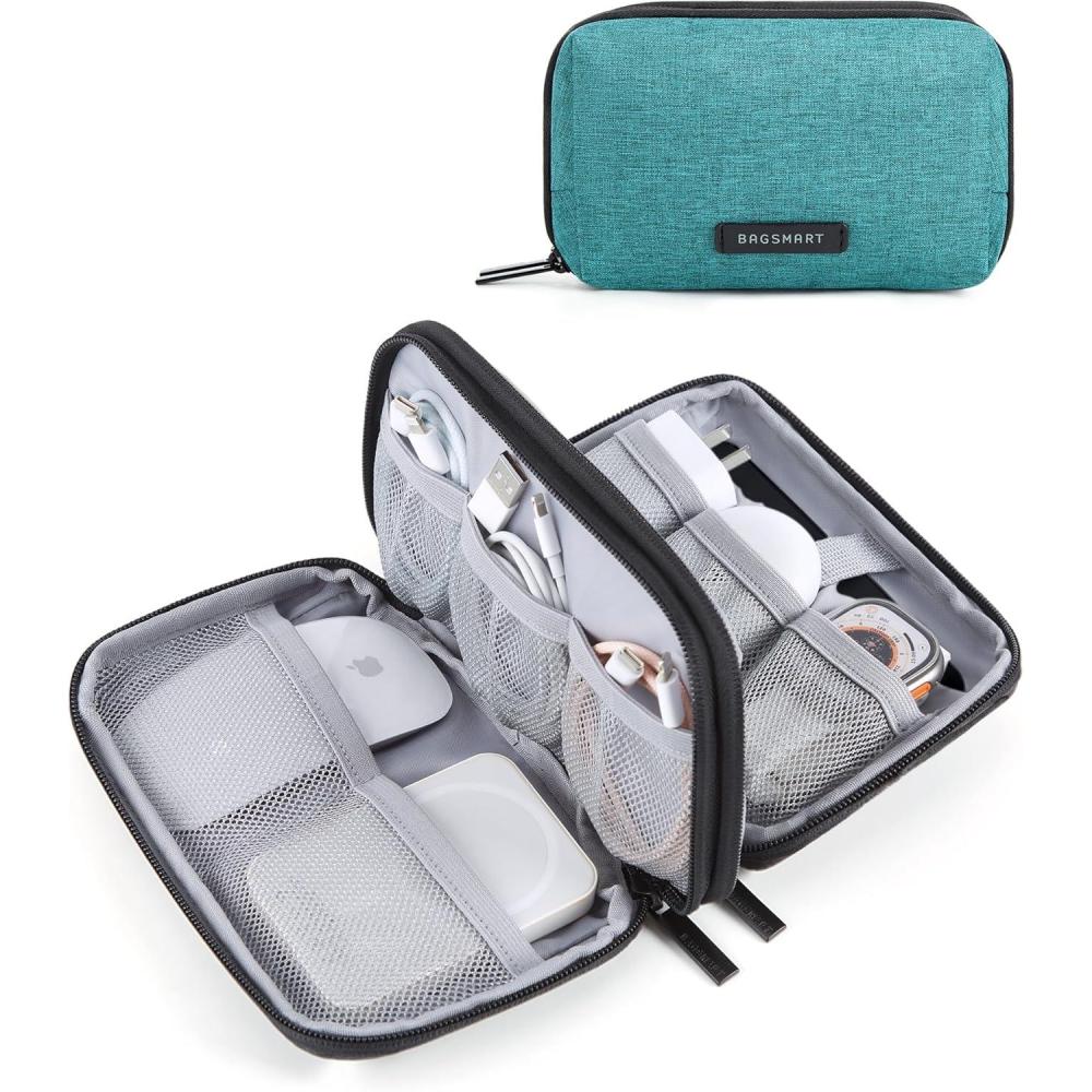 imageBAGSMART Electronics Organizer Travel Case Cable Charger Cord Tech Organizer Pouch for Phone Charger Accessories BlackDBlue Green