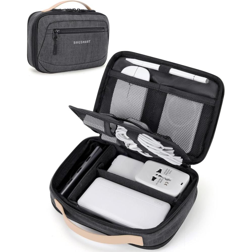 imageBAGSMART Electronics Organizer Travel Case Cord Organizer Travel Cable Bag for Tech Accessories Black