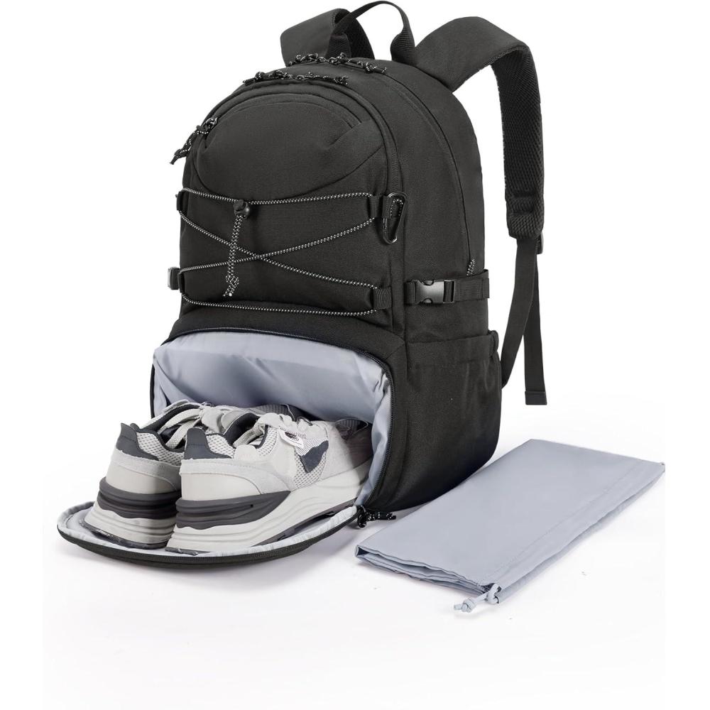 imageBAGSMART Gym Backpack with Shoes Compartment Travel Backpack for Men Women Stylish Workout Sport Bag for Yoga Casual Weekender Carry On for Flight College Outdoor Black01black