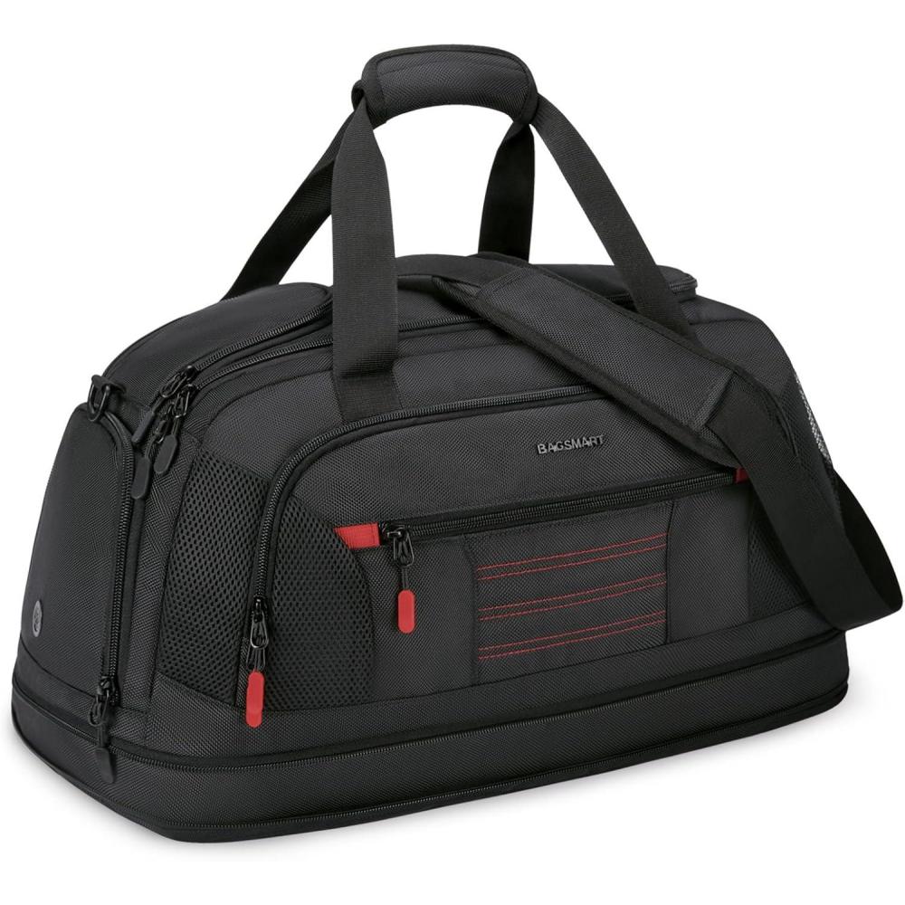 imageBAGSMART Gym Bag for Men Expandable Lightweight Workout with Shoe Compartment ampamp Wet Pocket Water Resistant Weekender Bag BlackBalck