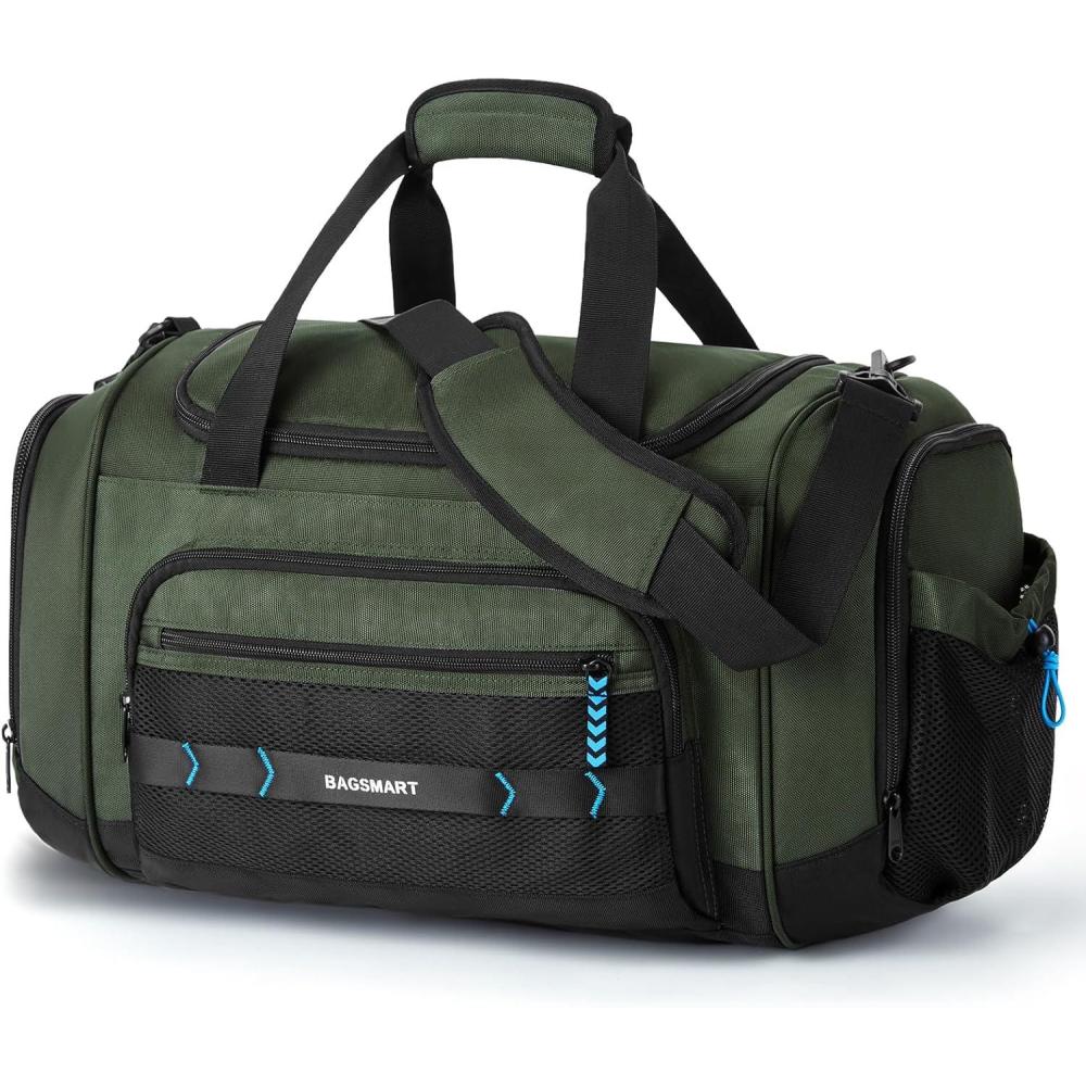 imageBAGSMART Gym Bag for Men ampamp Women Sports Travel Duffel Bag Carryon Bag Lightweight Weekend Overnight Bag with Shoe Compartment ampamp Wet Pocket Waterresistant Workout Duffle Bag for Travel Gym BlackGreen