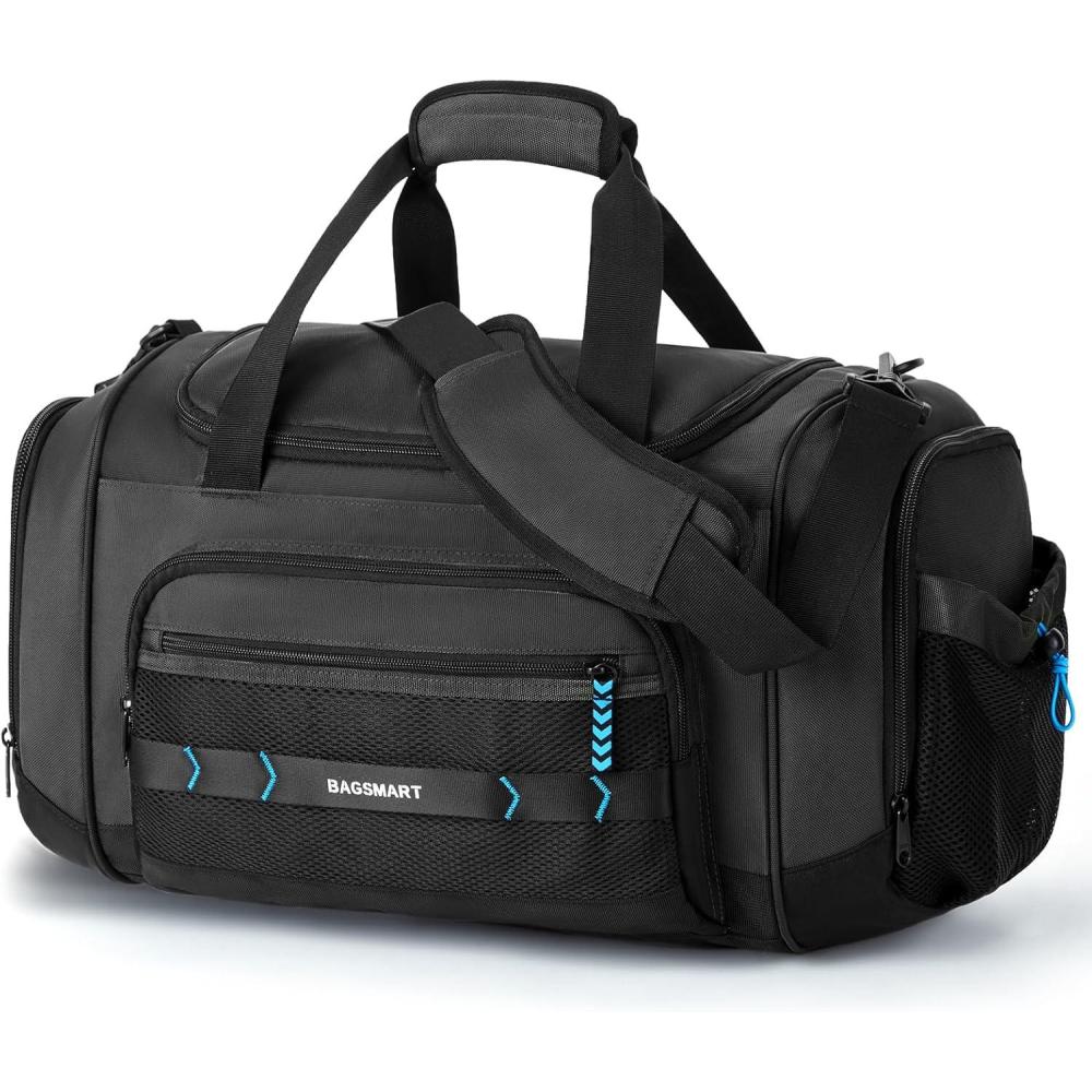 imageBAGSMART Gym Bag for Men ampamp Women Sports Travel Duffel Bag Carryon Bag Lightweight Weekend Overnight Bag with Shoe Compartment ampamp Wet Pocket Waterresistant Workout Duffle Bag for Travel Gym BlackBlack