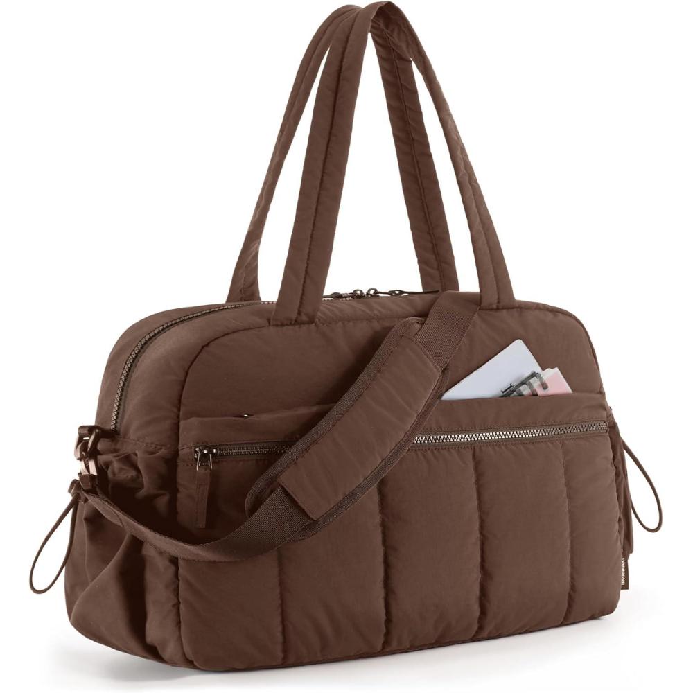 imageBAGSMART Gym Bag for Women Duffle Bag for Travel with Wet Pocket Lightweight Carry on Weekender Duffel Water ResistantChocolate