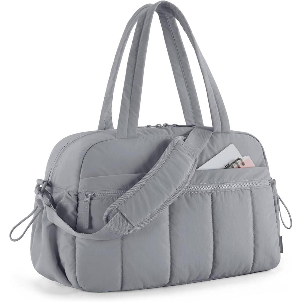 imageBAGSMART Gym Bag for Women Duffle Bag for Travel with Wet Pocket Lightweight Carry on Weekender Duffel Water ResistantGray