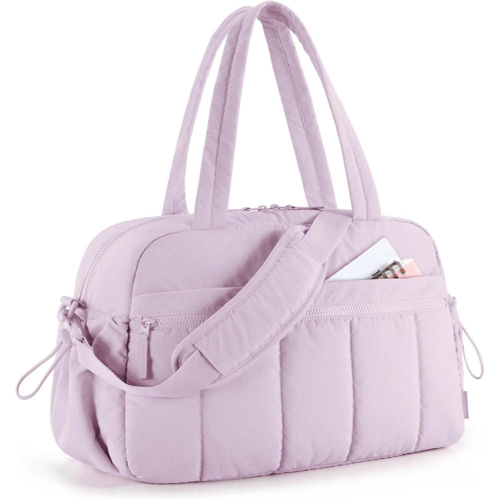 imageBAGSMART Gym Bag for Women Duffle Bag for Travel with Wet Pocket Lightweight Carry on Weekender Duffel Water ResistantLavender