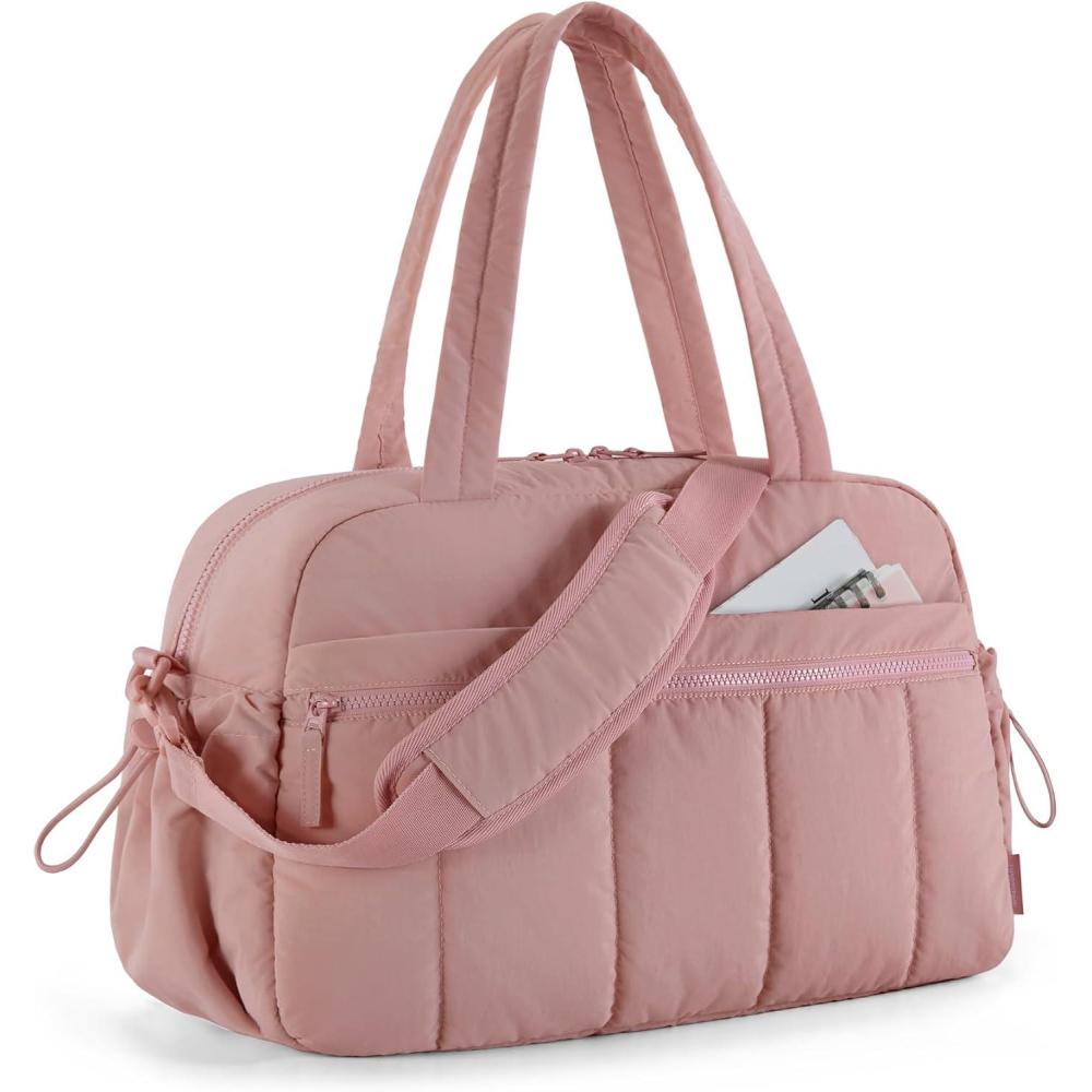imageBAGSMART Gym Bag for Women Duffle Bag for Travel with Wet Pocket Lightweight Carry on Weekender Duffel Water ResistantPeach