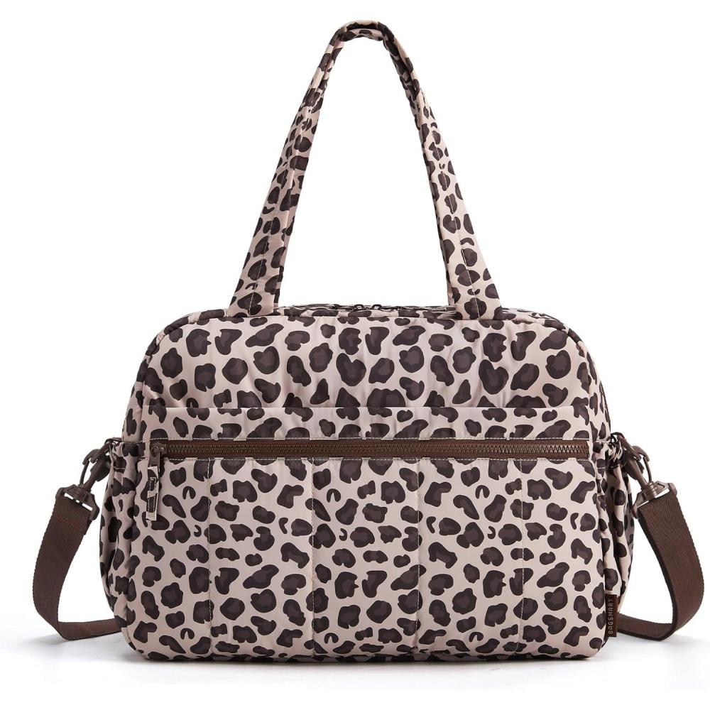 imageBAGSMART Gym Bag for Women Duffle Bag for Travel with Wet Pocket Lightweight Carry on Weekender Duffel Water ResistantTwilight Leopard