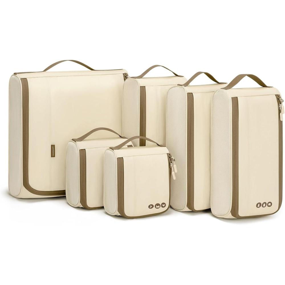 imageBAGSMART Keep Shape Packing Cubes for Travel 6 Set Travel Cubes for Packing Lightweight Suitcase Organizer Bags Set for Travel EssentialsCornSilk Yellow