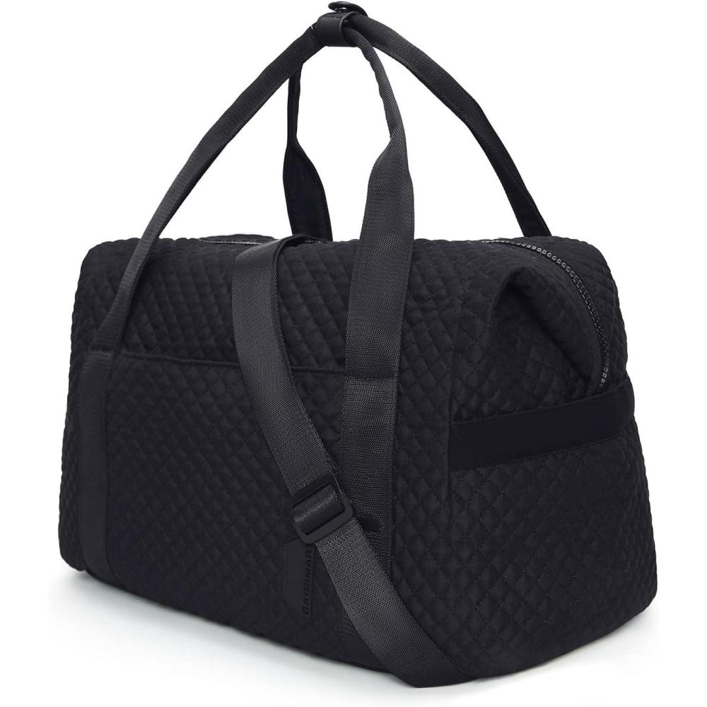 imageBAGSMART Large Gym Bag with Yoga Mat Buckle Weekender Overnight Bag for Women Travel Duffle Bag for Travel Essentials Carry On Tote Bag Hospital Bag for Labor and DeliveryBlack