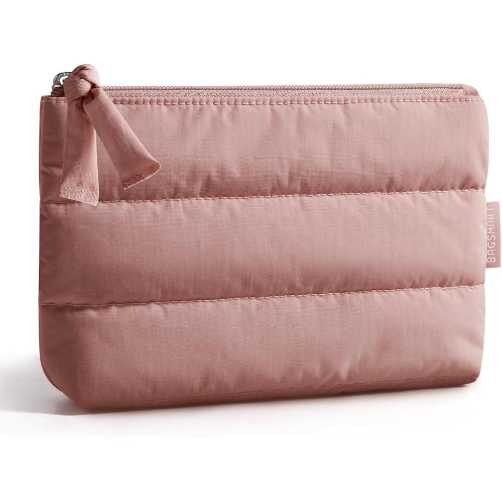 imageBAGSMART Small Cosmetic Bag Elegant Roomy Makeup Bagslipstick pouchZipper PouchGreat Gifts for WomenTravel Waterproof Toiletry Bag Accessories Organizer Gifts Pink1 pcs02Nude Pink