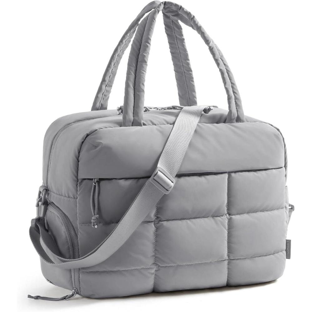 imageBAGSMART Small Gym Bag for Women 23L Carry on Travel Duffle Waterresistant Dance Bag with Shoe Compartment BlackGrey