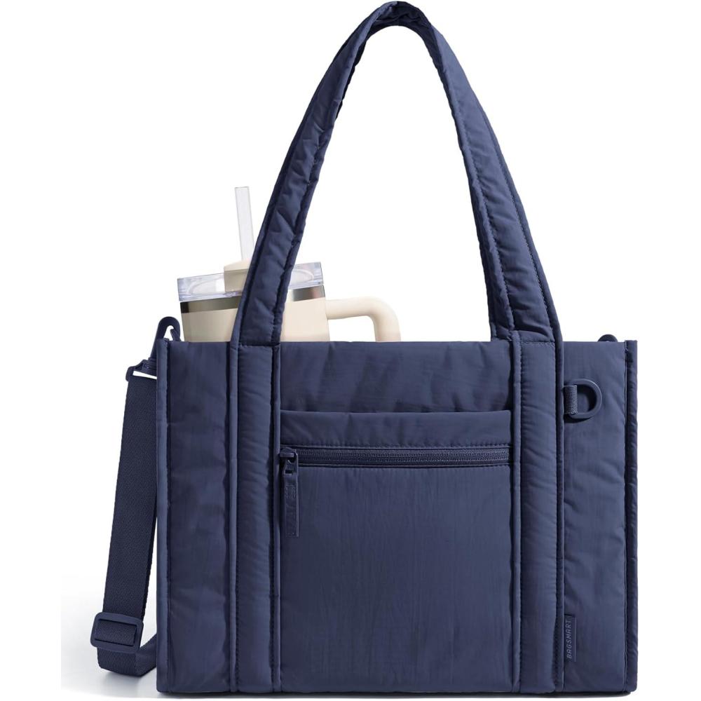 imageBAGSMART Small Tote Bag for Women Crossbody Bag with Zipper Crush Bow Purses for Travel Work CollegeNavy