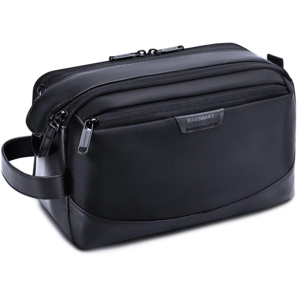 imageBAGSMART Toiletry Bag for Men Large Travel Toiletry Organizer Dopp Kit Waterresistant Shaving Bag for Toiletries Accessories BlackBlack