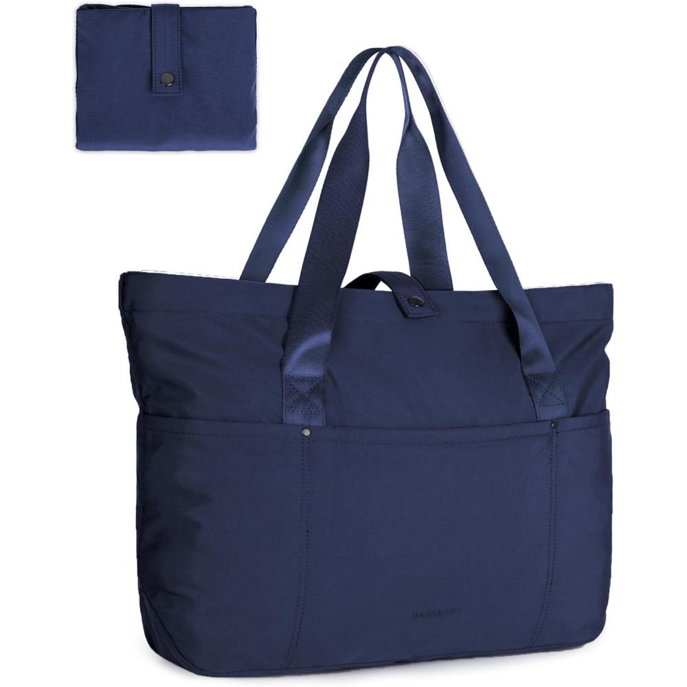 imageBAGSMART Tote Bag for Women Foldable Tote Bag With Zipper Travel Large Shoulder Bag Handbag for Work165l X 6wx 14hBnavy Blue165l X 6wx 14h