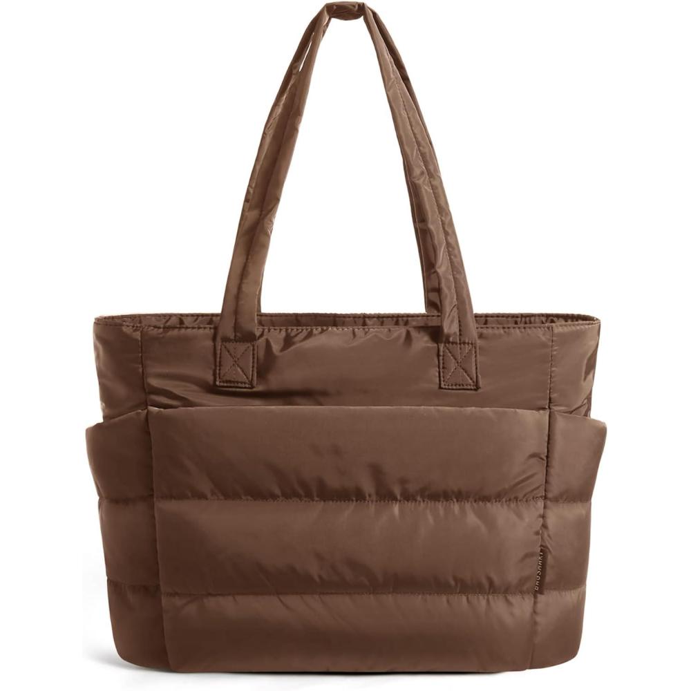imageBAGSMART Tote Bag for Women Lightweight Puffy Tote Bag with Compartments Shoulder Bag Handbag for Travel Work GymCoffee