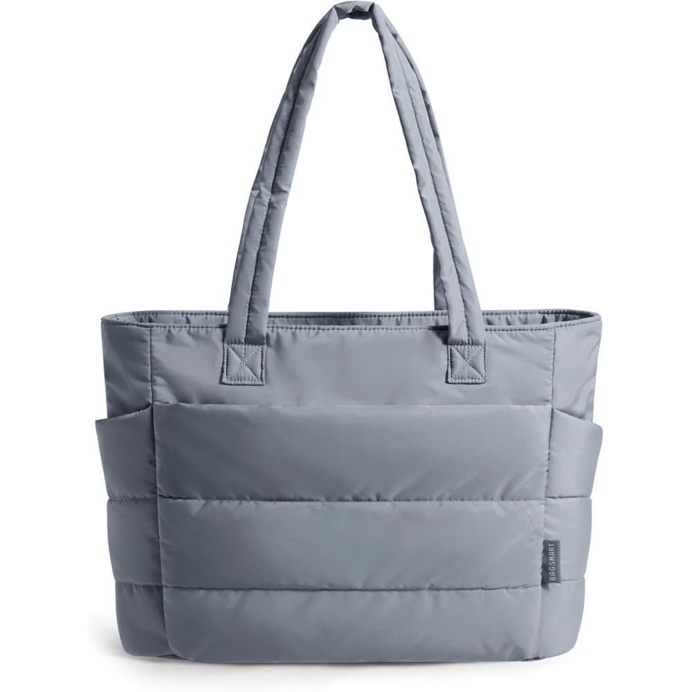 imageBAGSMART Tote Bag for Women Lightweight Puffy Tote Bag with Compartments Shoulder Bag Handbag for Travel Work GymDark Grey