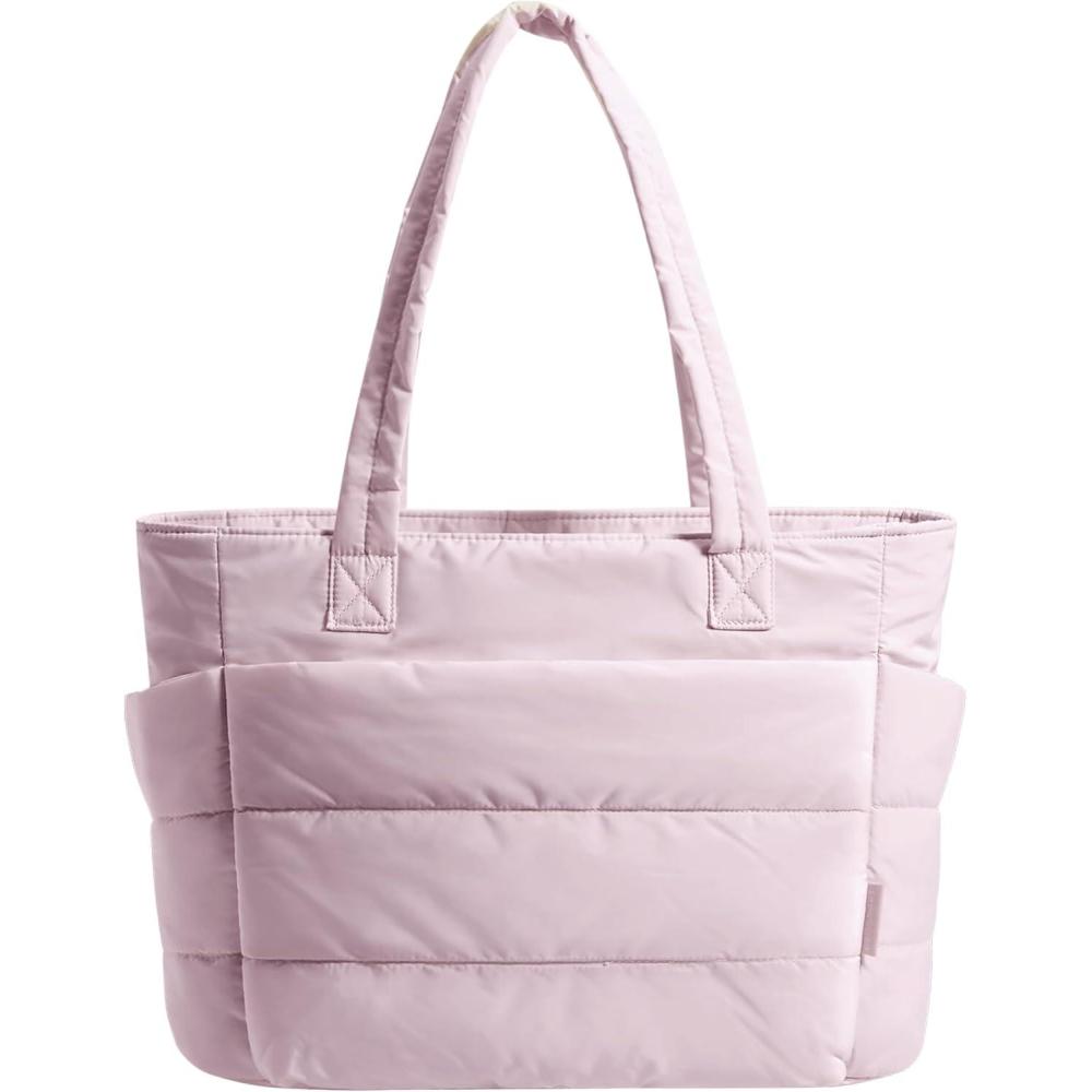 imageBAGSMART Tote Bag for Women Lightweight Puffy Tote Bag with Compartments Shoulder Bag Handbag for Travel Work GymPink