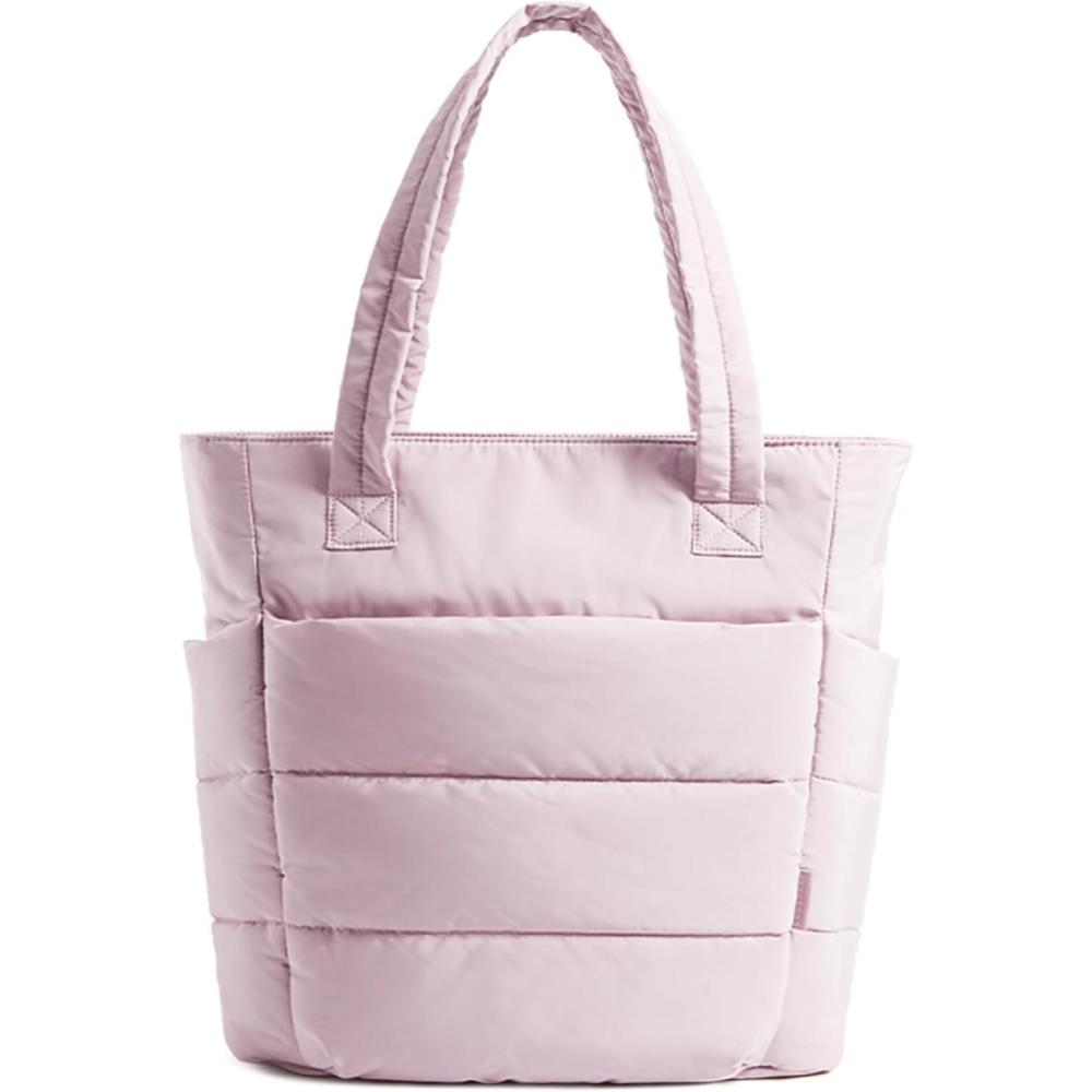 imageBAGSMART Tote Bag for Women Lightweight Puffy Tote Bag with Compartments Shoulder Bag Handbag for Travel Work GymSlim Sizepink