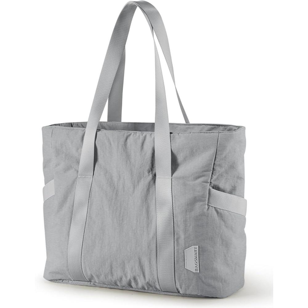imageBAGSMART Tote Bag for Women Tote Bag with Zipper Work Tote with Compartments Nurse Shoulder Hanbag for Travel GymGrey