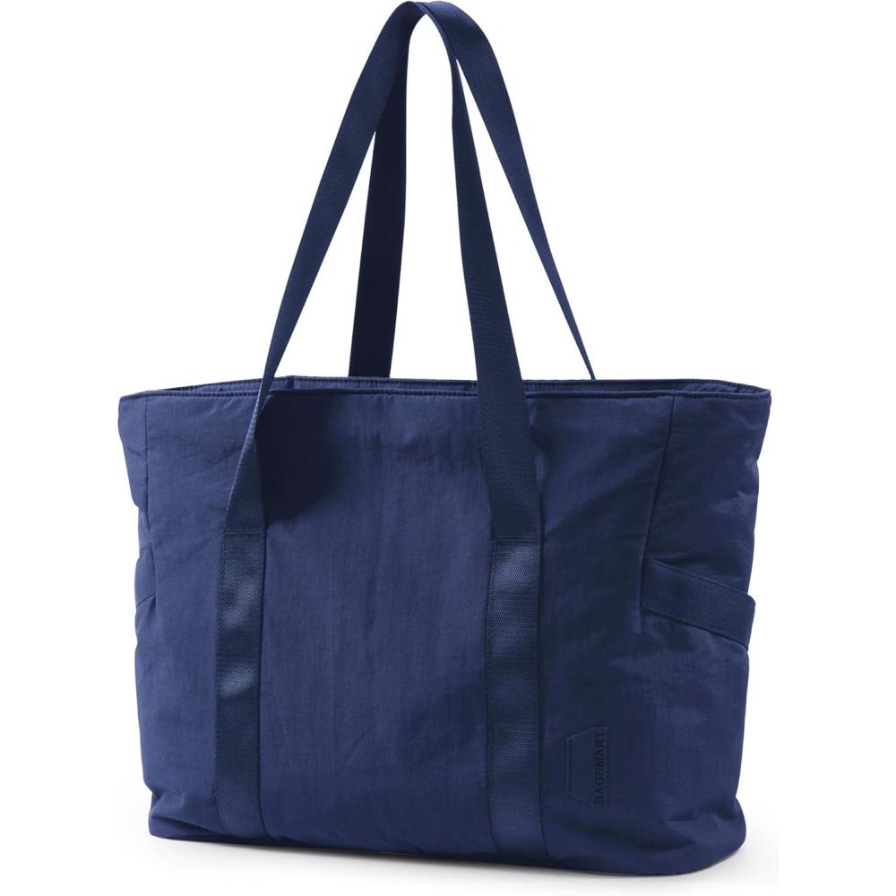 imageBAGSMART Tote Bag for Women Tote Bag with Zipper Work Tote with Compartments Nurse Shoulder Hanbag for Travel GymNavy Blue