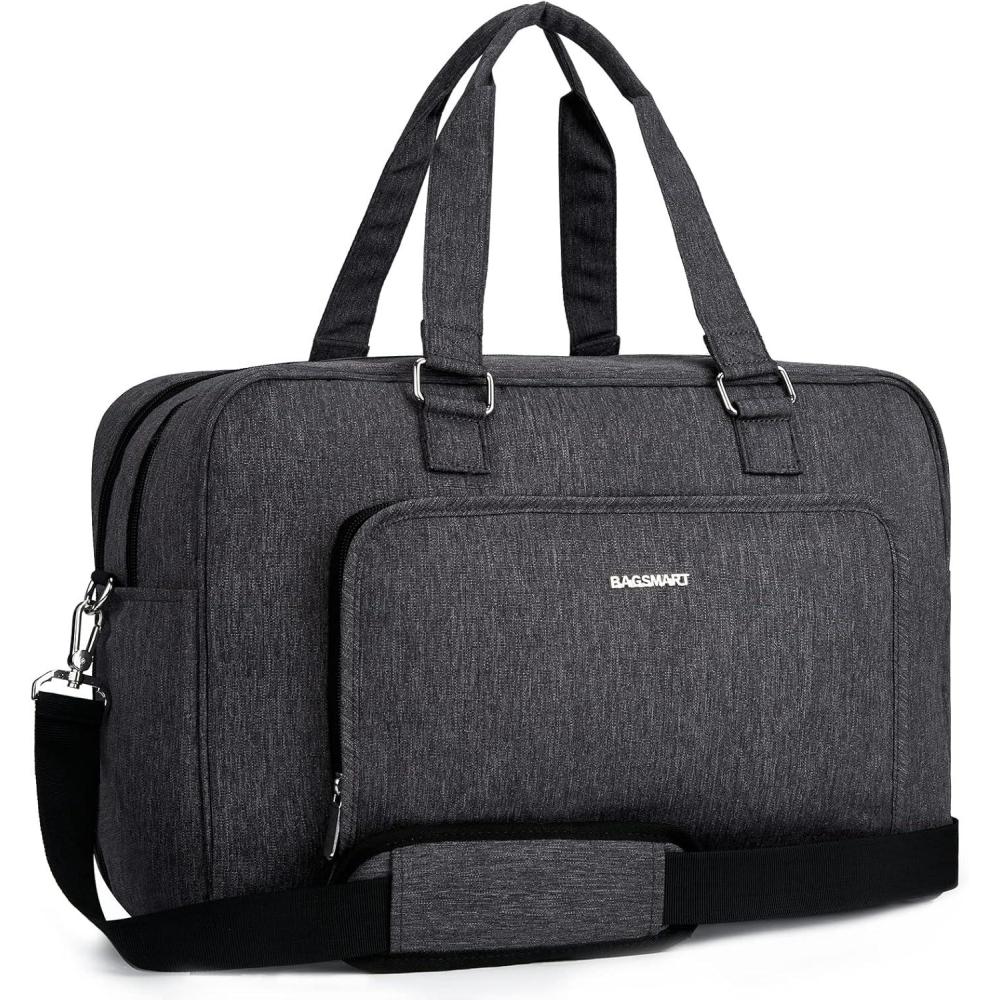 imageBAGSMART Weekender Bags for Women Travel Duffle Overnight Bag Personal Item Bag with Shoe Bag for Travel EssentialsDark Grey